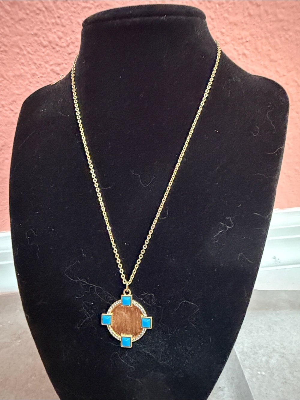 Park Lane Gold-Tone Pendant Necklace with Turquoise Accents